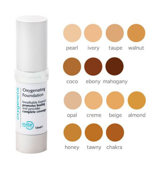 Oxygenetix foundation colour chart